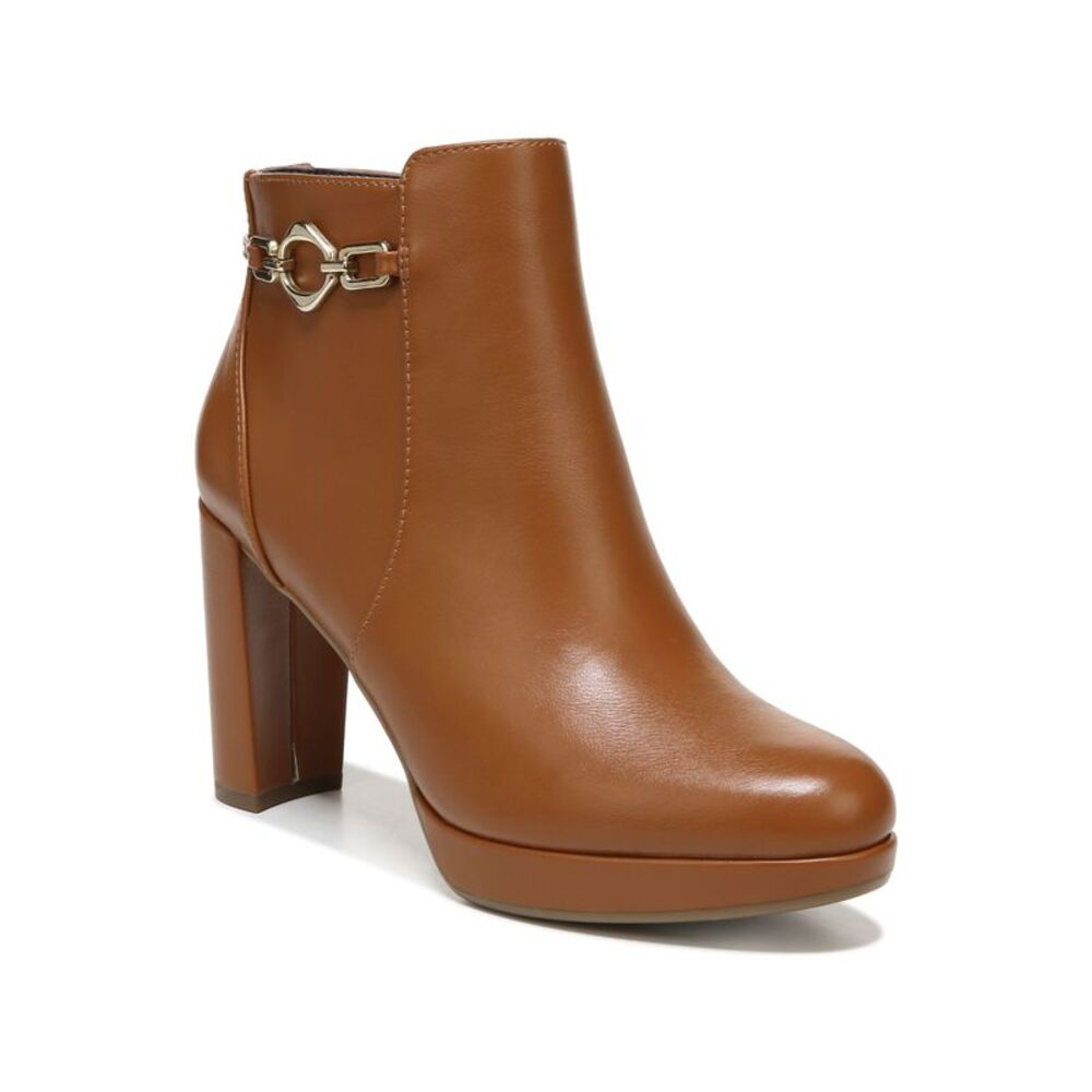 NATURALIZER Womens Brown Hardware Berri Almond Toe Block Heel Heeled Boots 9 M